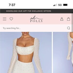 COPY - Oh Polly LA DÉSIRADE
Embellished Cowl Neck Crop Top in Ivory